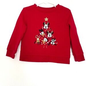 Disney Jumping Beans Red Mickey Minnie Christmas Tree Sweatshirt 3T Long Sleeve